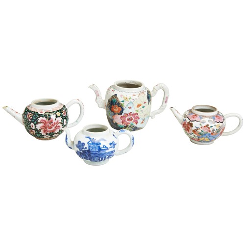 223 - A CHINESE PORCELAIN FAMILLE ROSE BLACK GROUND TEAPOT, together with a Chinese porcelain famille rose... 