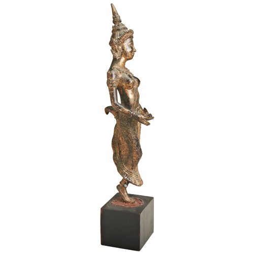 434 - A GILT-BRONZE FIGURE OF A KHON DANCERTHAILAND, LATE 19TH / EARLY 20TH CENTURYon a later wood stand39... 