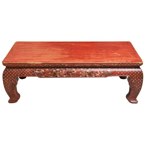 393 - A RED LACQUER AND MOTHER AND PEARL INLAID LOW TABLE, KANGQING DYNASTY, 18TH / 19TH CENTURY red lacqu... 