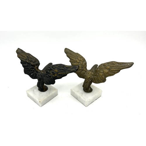 10 - TWO EAGLE CAR MASCOTSTwo brass car mascots in the form of an Eagle, mounted on marble bases. Both c.... 