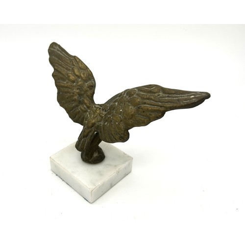 10 - TWO EAGLE CAR MASCOTSTwo brass car mascots in the form of an Eagle, mounted on marble bases. Both c.... 