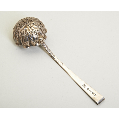 47 - A VICTORIAN SIFTER SPOON, BIRMINGHAM 1888. Made by Heath & Middleton to an organic design attrib... 