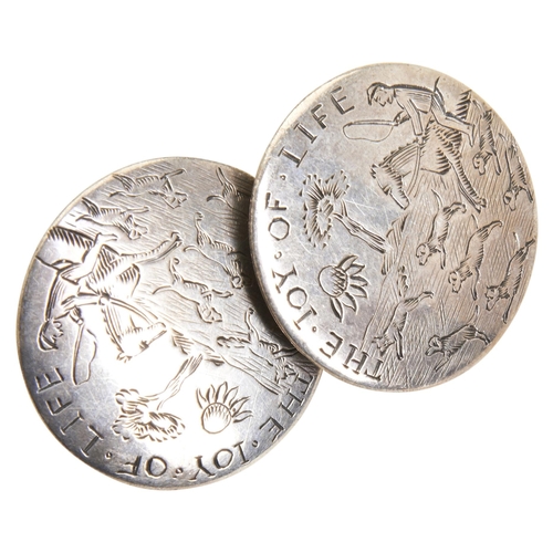 101 - A PAIR OF ENGRAVED HUNT BUTTONS, LONDON C.1740. Each button engraved with a mounted huntsman and a p... 