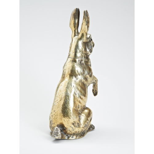 9 - A LATE 19TH CENTURY GERMAN SILVER GILT MODEL OF A HARE WITH DETACHABLE HEAD. A well modelled hare wi... 