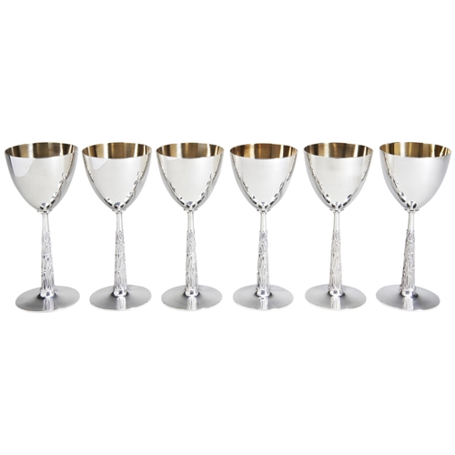 135 - SIX GOBLETS BY GEORGE GRANT, LONDON 1972. A set of modernist goblets, Grant was apprenticed to Lesli... 