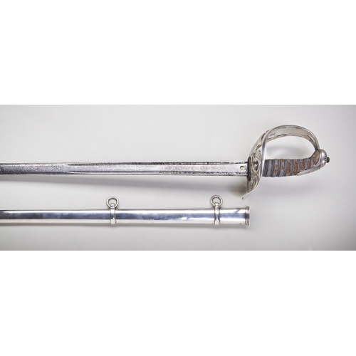 90 - A SILVER MOUNTED INFANTRY OFFICER'S SWORD, BIRMINGHAM 1857. A silver cased and hilted presentation s... 