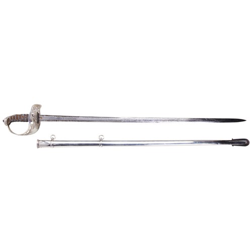 90 - A SILVER MOUNTED INFANTRY OFFICER'S SWORD, BIRMINGHAM 1857. A silver cased and hilted presentation s... 