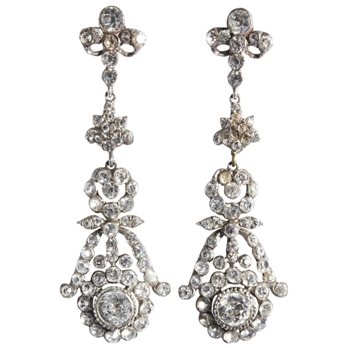 260 - A PAIR OF LATE NINETEENTH CENTURY PASTE EAR PENDANTSof girandole design, set throughout with circula... 