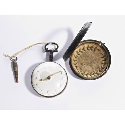 380 - A SILVER CASED VERGE WATCH Signed Jho. Roskell, Liverpool, no 6995, Arabic numerals, both cases plai... 