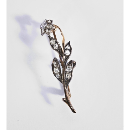 232 - A LATE VICTORIAN DIAMOND FLOWER BROOCH, CIRCA 1890of floral spray design, set throughout with old br... 