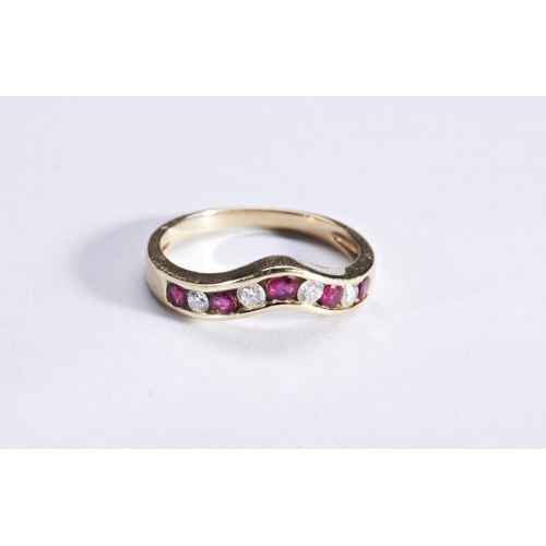 270 - A RUBY AND DIAMOND RINGthe five circular-cut rubies and three brilliant-cut diamonds channel set in ... 