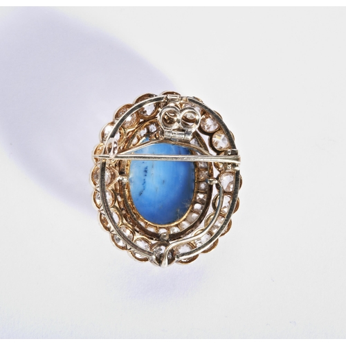 235 - A CAMEO AND DIAMOND BROOCH, CIRCA 1860the blue 'truquoise coloured' tassie cameo, claw set within a ... 