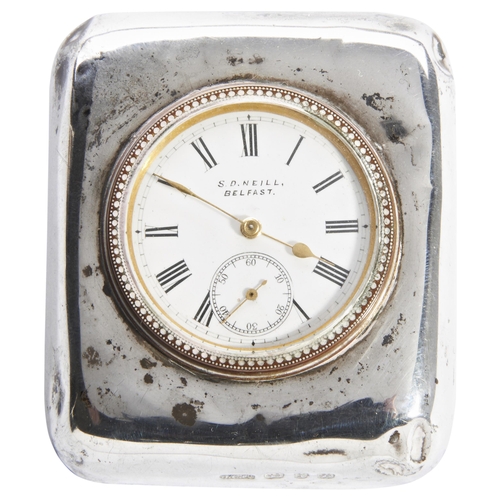 361 - A SILVER FRONTED TIMEPIECE enamel dial signed S.D Neill, Belfast, Subsidiary seconds, case with ease... 