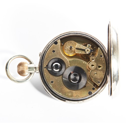 362 - A NICKEL CASED GOLIATH WATCH, keyless lever 8 day movement, dial signed Finnigans Limited, Mancheste... 