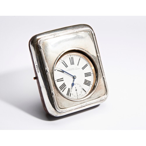 362 - A NICKEL CASED GOLIATH WATCH, keyless lever 8 day movement, dial signed Finnigans Limited, Mancheste... 