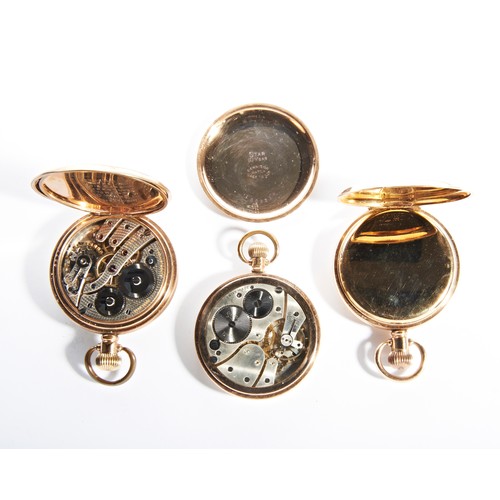 364 - A GOLD PLATED HUNTING CASED KEYLESS LEVER WATCH by AWW Co. Waltham, jewelled to the centre, micromet... 