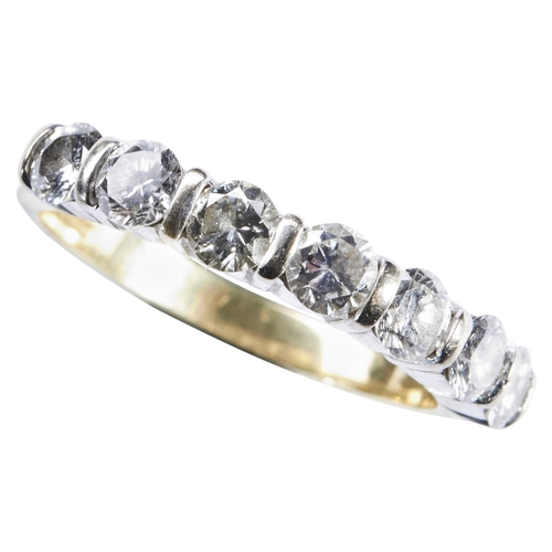 278 - A HALF HOOP DIAMOND ETERNITY RINGthe seven brilliant-cut diamonds set with bar links between, in whi... 