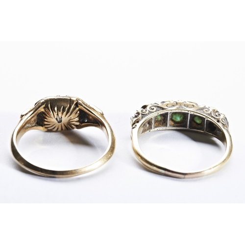 223 - AN EARLY NINETEENTH CENTURY GREEN STONE AND DIAMOND RING, CIRCA 1820the cushion-cut green stone, in ... 