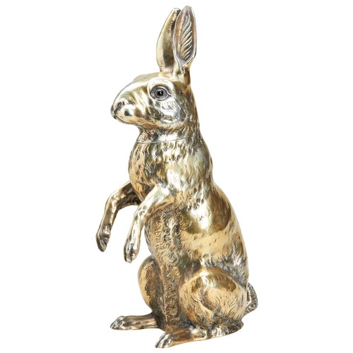 9 - A LATE 19TH CENTURY GERMAN SILVER GILT MODEL OF A HARE WITH DETACHABLE HEAD. A well modelled hare wi... 