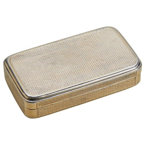 122 - A SILVER GILT ENGINE TURNED SNUFF BOX, JOHN ROBERTSON, LONDON 1805. Engraved to the inner lid, 