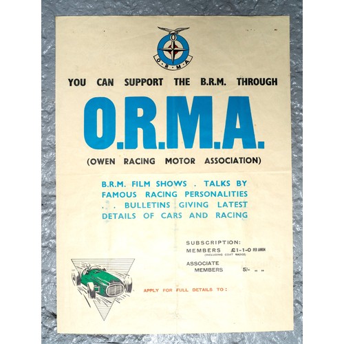 35 - BRM V-16 ORIGINAL POSTERS c1950Two very scarce early promotional posters for BRM & ORMA associat... 