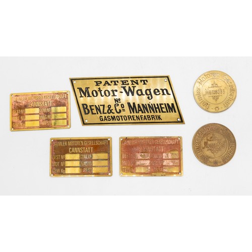 74 - BENZ & CO. AND  DAIMLER MOTOREN BADGES, CHASSIS & I/D PLATES c1900-1910 period.From the esta... 