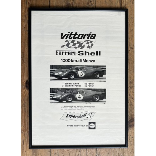 90 - FERRARI 1000KMS MONZA POSTERVittoria/Ferrari/Shell gargae poster to promote success at the 1967 1000... 