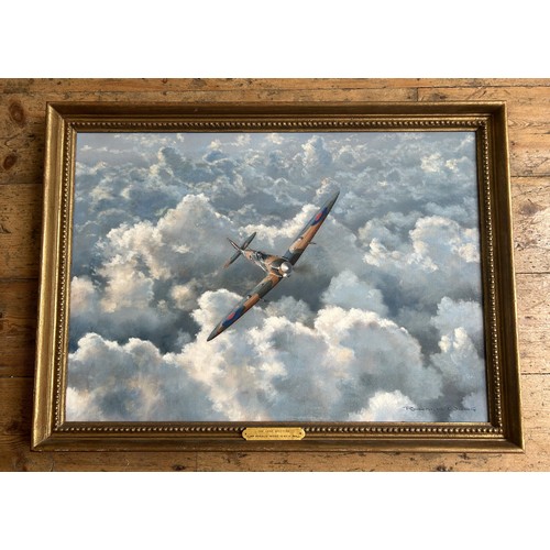 117 - THE LONE SPITFIRE BY RONALD WONGOriginal oil painting on canvas 60 x 80 cm in frame. Nicely executed... 