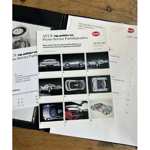 99 - AUDI AVUS QUATTRO PRESS PACKComplete with all of the press information including a letter from Audi ... 