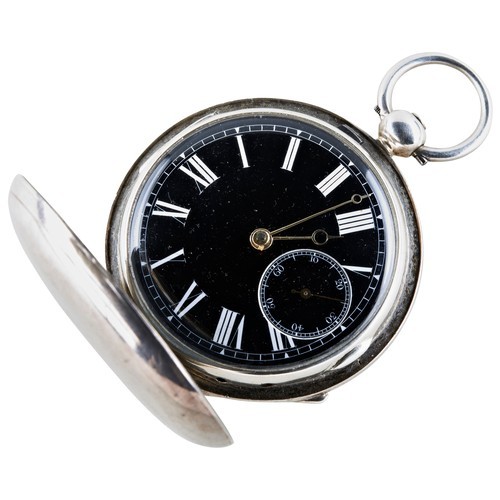 390 - A SILVER HUNTING CASED LEVER WATCH,signed Richd. Fairey, London, no. 4675, Detach'd;dust cap, black ... 