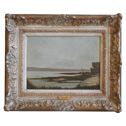 385 - ATTRIBUTED TO VICTOR DUPRE (1816-1879) OIL ON PANEL OF COAST LINE SCENE, unsigned, 24 x 32.5 cmProve... 