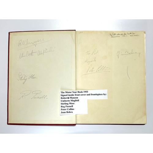 88 - THE MOTOR, YEARBOOK 1953 - SIGNED BY BRM DRIVERS MANZON, MAGLIOLI, MOSS, PARNELL, COLLINS AND BEHRA.... 