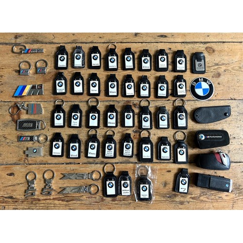 329A - OVER 50 BMW DEALER KEYRINGS 1980s - 2000s, dealer and BMW branded, to include M models.