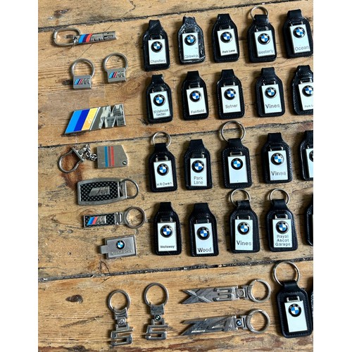 329A - OVER 50 BMW DEALER KEYRINGS 1980s - 2000s, dealer and BMW branded, to include M models.