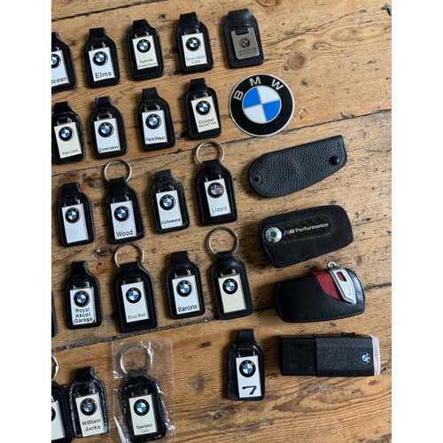 329A - OVER 50 BMW DEALER KEYRINGS 1980s - 2000s, dealer and BMW branded, to include M models.