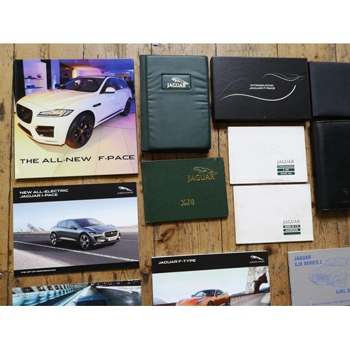 100A - A COLLECTION OF PERIOD JAGUAR BROCHURES AND MANUALSCovering the XJ6 Series 2 and 3, XJS and F-Type m... 