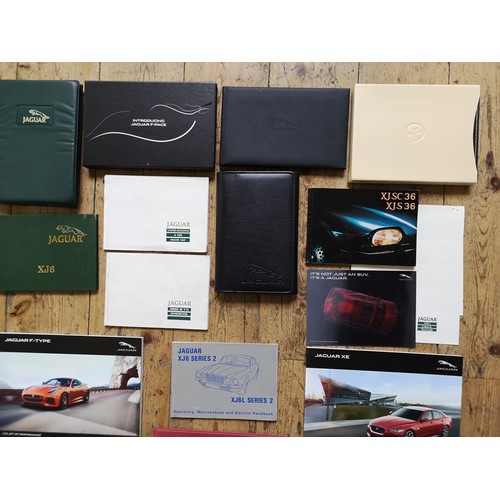 100A - A COLLECTION OF PERIOD JAGUAR BROCHURES AND MANUALSCovering the XJ6 Series 2 and 3, XJS and F-Type m... 