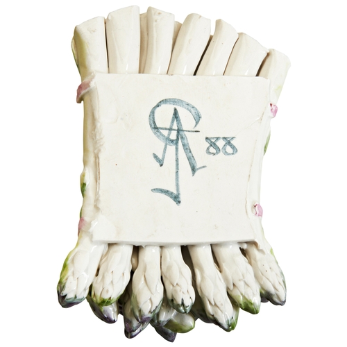 712 - A PORCELAIN MODEL OF ASPARAGUS SPEARS BY LADY ANNE GORDON signed with a monogram and dated 1988.Leng... 