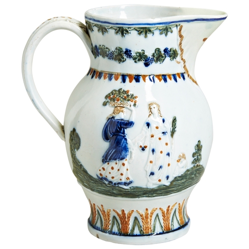 713 - ADMIRAL DUNCAN PRATTWARE JUG, LATE 18TH CENTURYHeight 20cmProvenance: From The Private Collection of... 