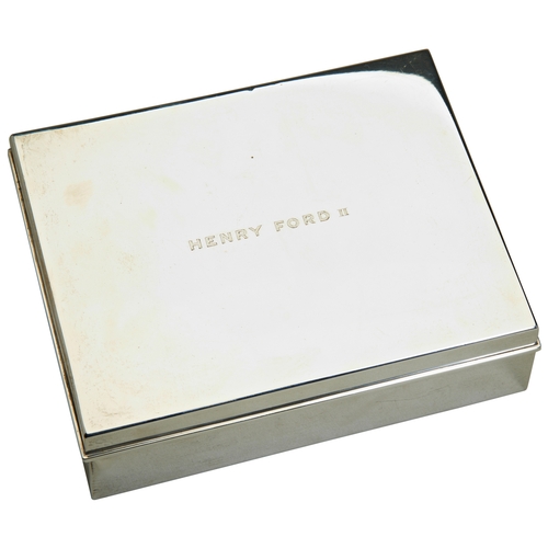 779 - HENRY T. FORD II PRESENTATION SILVER BOX BY TIFFANY AND CO.Presentation inscription reads 