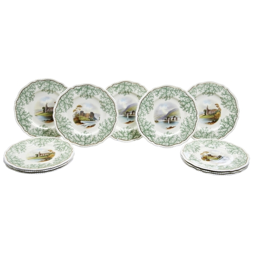 715 - SET OF 12 SPODE LANDMARK SCENE DINNER PLATESProvenance: From The Private Collection of the Late Mrs ... 