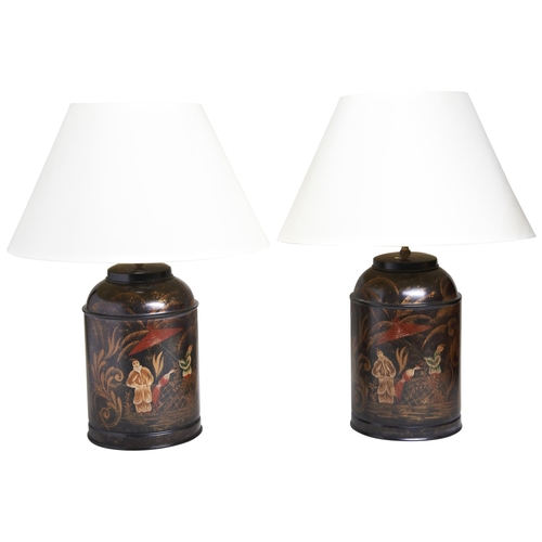 618 - PAIR OF ASIAN DECORATED TEA CADDY LAMPSProvenance: From The Private Collection of the Late Mrs Henry... 