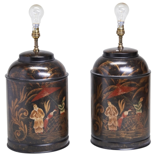 618 - PAIR OF ASIAN DECORATED TEA CADDY LAMPSProvenance: From The Private Collection of the Late Mrs Henry... 