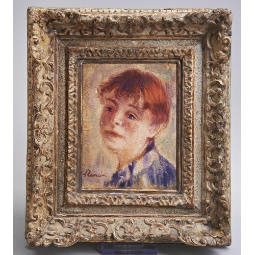 647 - A SMALL GILT FRAMED OIL PAINTING OF BOY, bears the signature Renoir14.5cm x 10.5cm without frame26cm... 