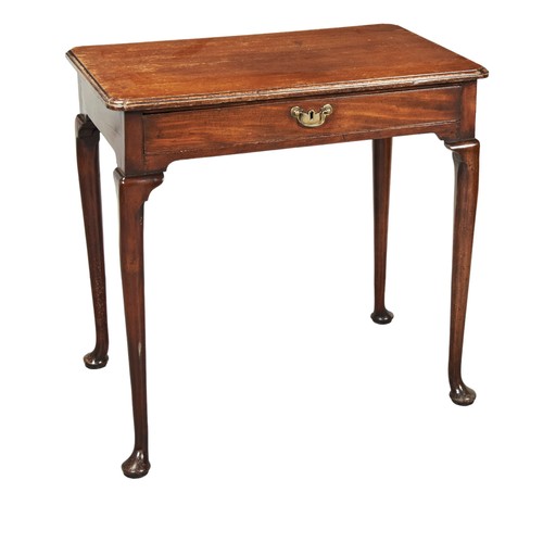 511 - A MAHOGANY SIDE TABLE, 19TH CENTURY with single frieze drawer raised on turned tapering legs with pa... 