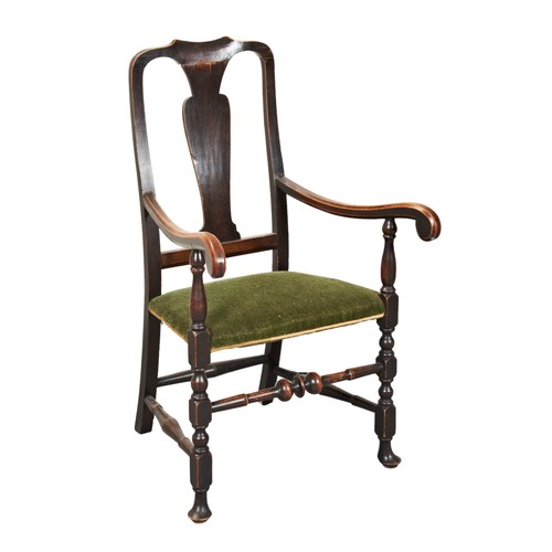 521 - AN AMERICAN ELBOW CHAIR 19TH CENTURY undulating top rail above a Vasiform splat with chamfered scrol... 