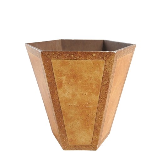 593 - A COLEFAX AND FOWLER HEXAGONAL WASTE PAPER BIN with handpainted faux walnut panel decoration.31cm x ... 