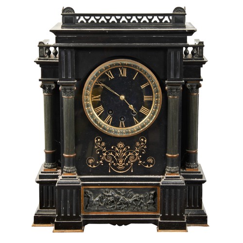 710 - A 19TH CENTURY SLATE MANTEL CLOCKProvenance: From The Private Collection of the Late Mrs Henry T For... 