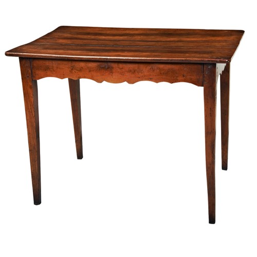 558 - A CONTINENTAL FRUITWOOD SCULLERY TABLE 19TH CENTURY rectangular top over an undulating shaped apron ... 