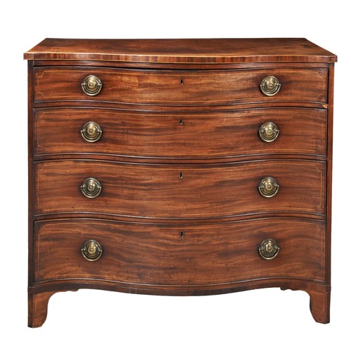 568 - A REGENCY MAHOGANY CHEST OF DRAWERS the serpentine form chest consisting of four long graduated draw... 